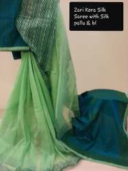Light Green Soft Kora Silk Saree From Chennai 