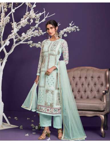 Embroidered Party Wear Straight Salwar Kameez by Indian Rani
