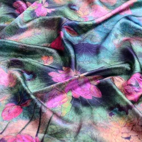 Digital Print Satin Mulberry Silk Fabric  by Deprosys Global