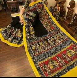 Black Printed Art Silk Saree For women 