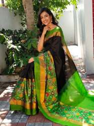 Latest Black And Green Uppada Silk Saree