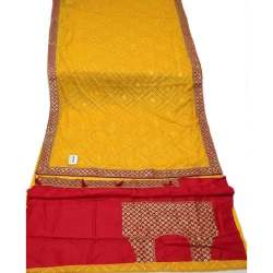 Yellow and Red Georgette Bandhani Saree 
