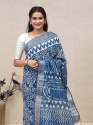 Buy Blue Linen Saree By The Chennai Shopping Mall thumb 1