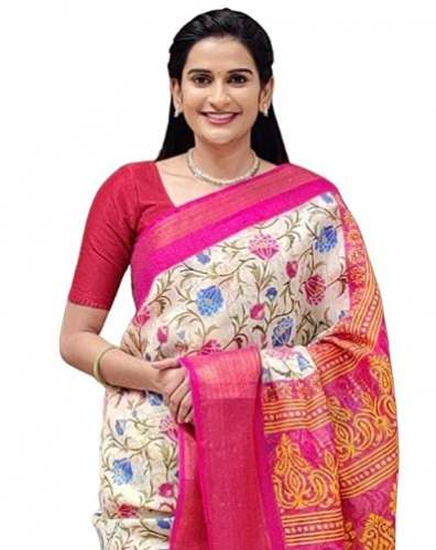 BUy Ruby Jute Saree By The Chennai Shopping Mall by The Chennai Shopping Mall