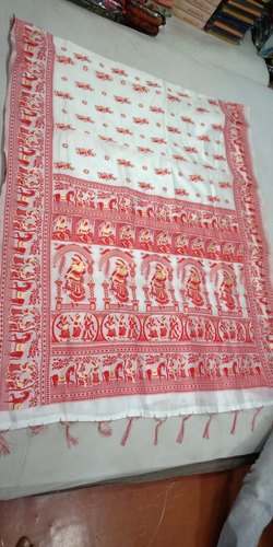 Red and White Soft Baluchari Silk Saree 