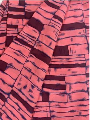 Pink color 120 GSM Printed Cotton Fabric by Jain Fab