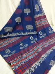 Party Wear Ajrakh Hand Block Printed Saree