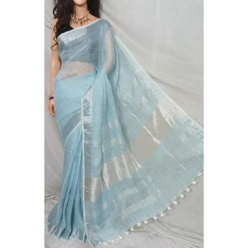 Ladies Plain Linen Saree by Alankkar Galleria