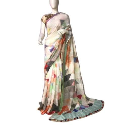 Printed Linen Saree for Ladies by Alankkar Galleria