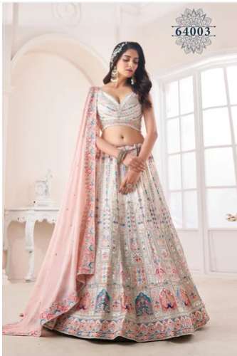 White color Designer Occasion Wear 	Hand Work Lehenga choli  by Anant Exports