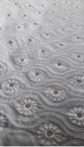 White color Embroidered Georgette Fabric  by Palak Industries