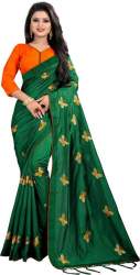 Buy Embroidered Silk Blend Saree By Netra Fashion