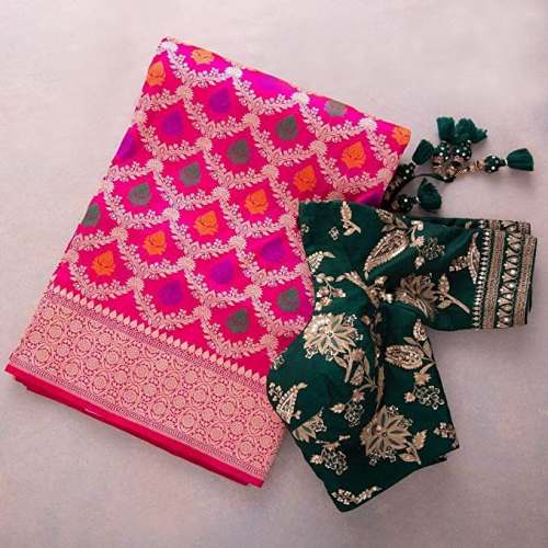 Buy Netra Fashion Banarasi Silk Saree At Wholesale by Netra Fashion