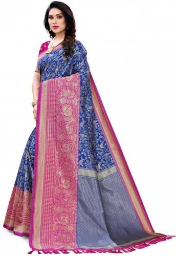 Buy Printed Banarasi Silk By SERONA FABRICS by Serona Fabrics