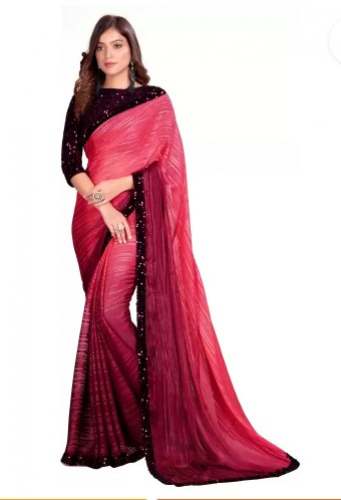 Buy Plain Silk Blend Saree By PRATHAM BLUE Brand by Pratham Sarees