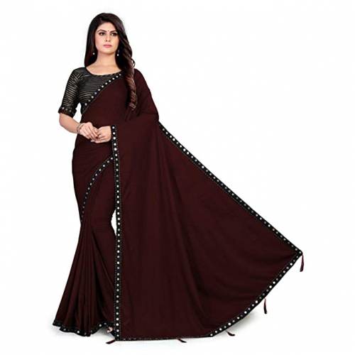 Buy Dubai Creation Plain Tassel Saree At Wholesale by Dubai Creation