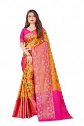 Get Banarasi Silk Blend Sari By SWORNOF At Retail 