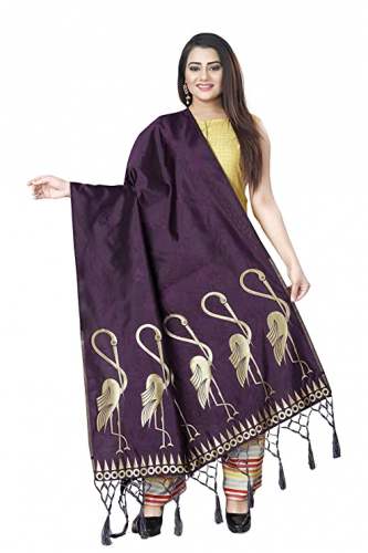 Get SWORNOF Banarasi Linen Dupatta At Wholesale