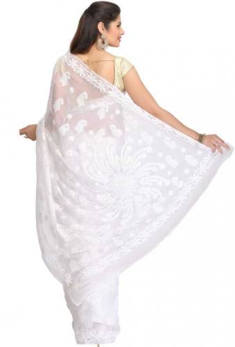 Buy Chikankari Handloom Saree By Ada Brand by Ada Saree Centre