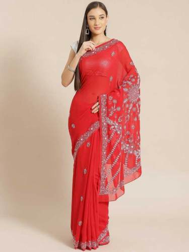 Buy Embroidered Georgette Saree By Ada Brand by Ada Saree Centre