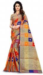 Get RIVANA Banarasi Poly Silk Saree At Wholesale