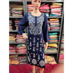 Rayon Lucknowi Kurti With Chikan Work 