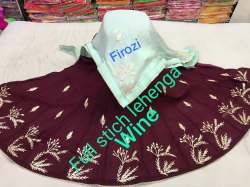 Chinon Crepe Stitched Lehenga With Gota Patti Work