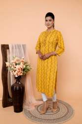 Elegant Yellow Casual Cotton Kurti From Jaipur 