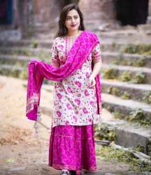 Festive Wear Kurti With Sharara And Dupatta Set 