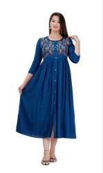 Front Slit Anarkali Style Rayon Kurti 