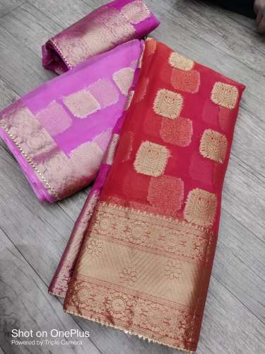 Pure Organza Saree With Mix Zari Pallu Saree 