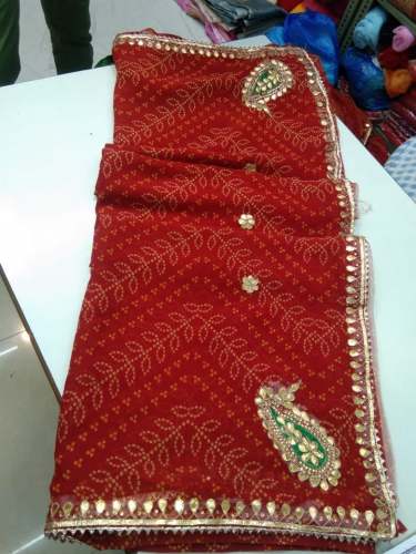 Rajasthani Bandhej Gotta Work Saree  by anjali collection