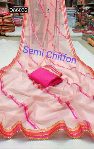 Semi Chiffon Elegant Gota Work Saree