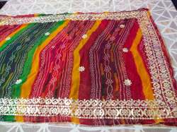 Traditional Rajasthani Bandhej Gota Patti Saree