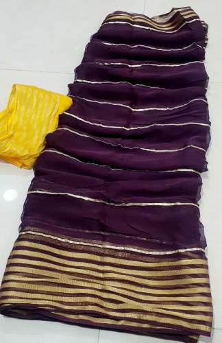 Trendy Jaipuri Chiffon Saree With Contrast Blouse 