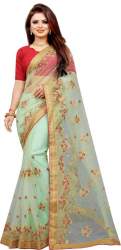 Buy Embroidered Net Saree By Barkiya Creation