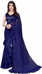 Buy Georgette Plain Saree By Aika Brand