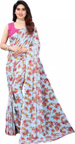 Buy Floral Printed Georgette Saree By VJ FASHION  by VJ Fashion