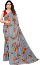 Buy Printed Georgette Saree By VJ FASHION