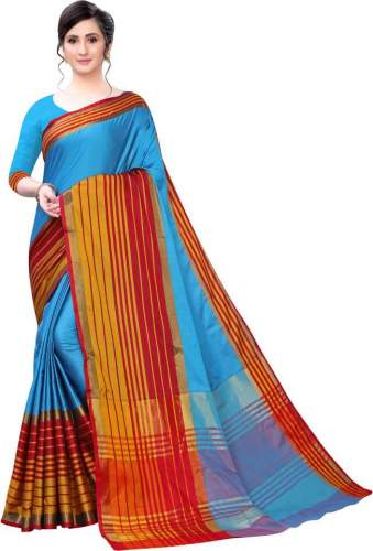 Buy Striped Linen Saree By VJ FASHION Brand by VJ Fashion