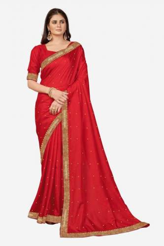 Buy Vichitra Plain Saree By SUTRAM Brand by Sutram