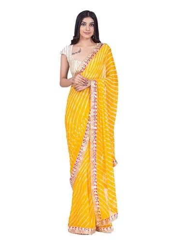 Get Neelghar Yellow Leheriya Saree At Wholesale by Neelghar