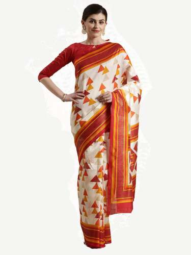 Buy Digital Printed Silk Saree By Black Orange by Black Orange