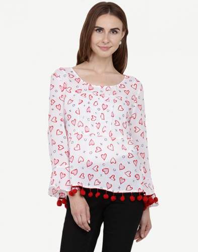 Buy Floral Printed White Top By Black Orange by Black Orange