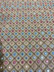 Embroidery Multi Color Mirror Work Fabric