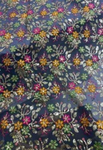 Multi Color Embroidery Georgette Fabric by Teekay Enterprise