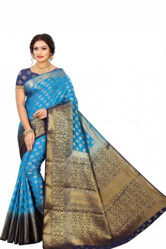 Get Art Silk Banarasi Saree By PEACOCK FASHION by Peacock Fashion