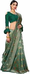 Get Green Banarasi Silk Saree By PEACOCK FASHION
