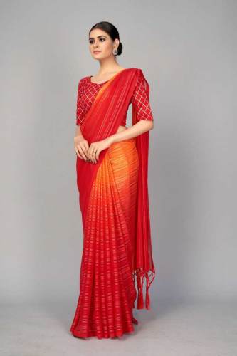 Buy Monjolika Fashion Printed Silk Blend Saree by Monjolika Fashion