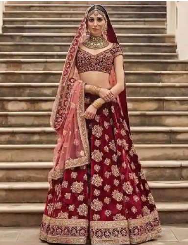 Maroon Bridal Wear Lehenga by Samra Saree Mall